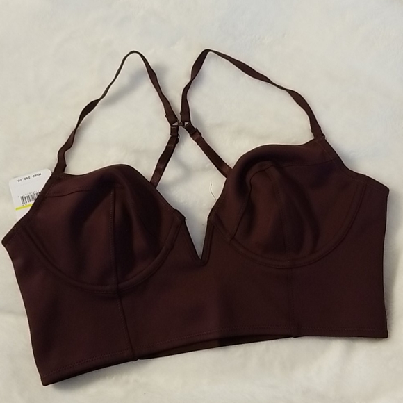 Free People Brianna Longline Underwire Neo Maroon Bra - Picture 7 of 16